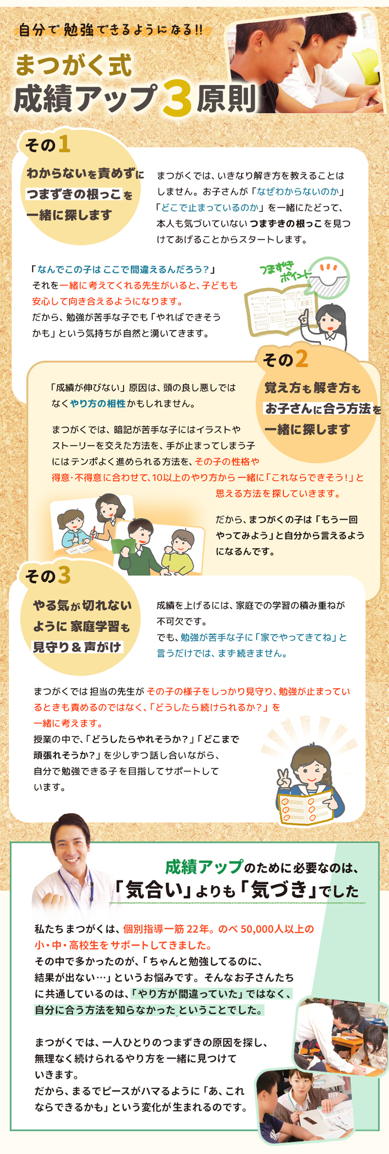 まつがく式　成績アップ3原則